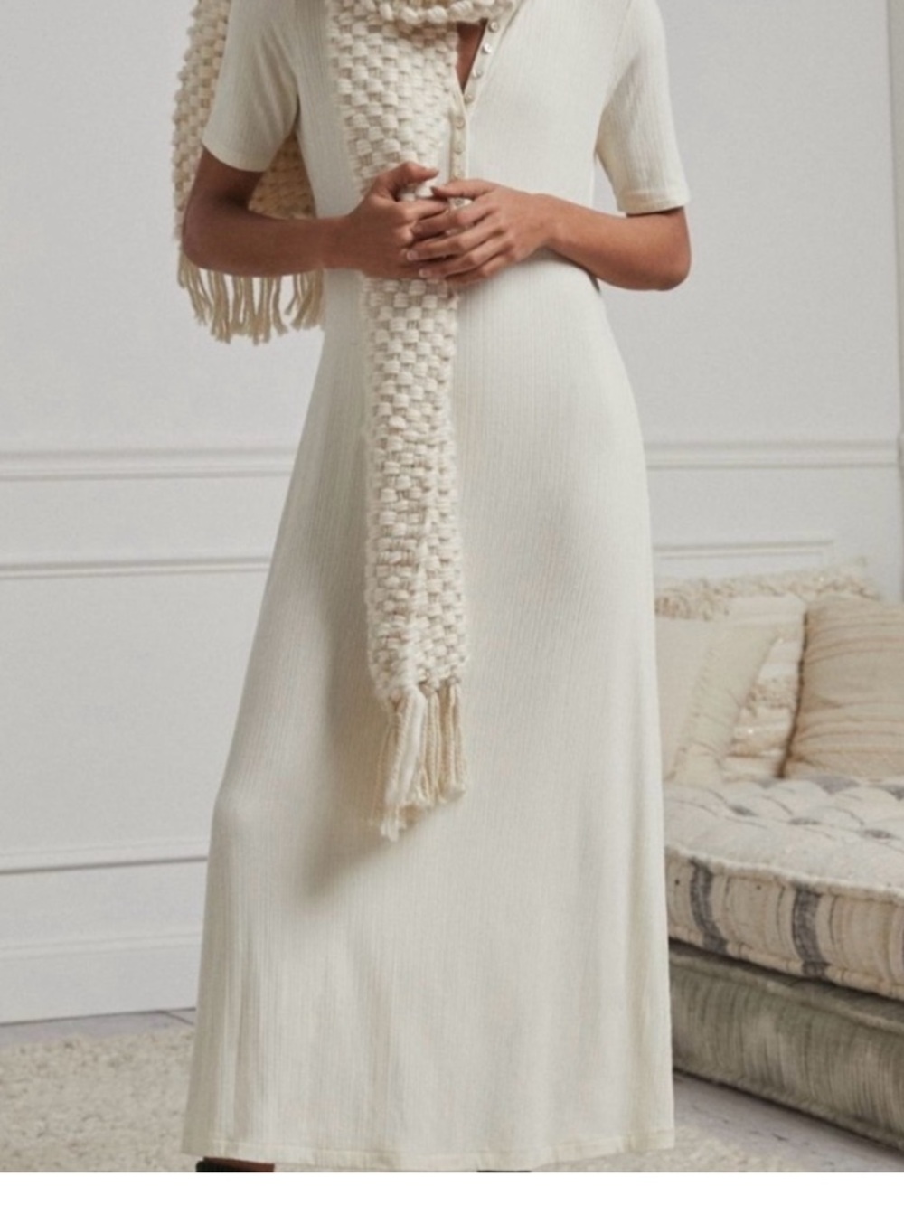Anthropologie Orla Short Ribbed Sleeved Henley Maxi Dress - NIP - Picture 3 of 9